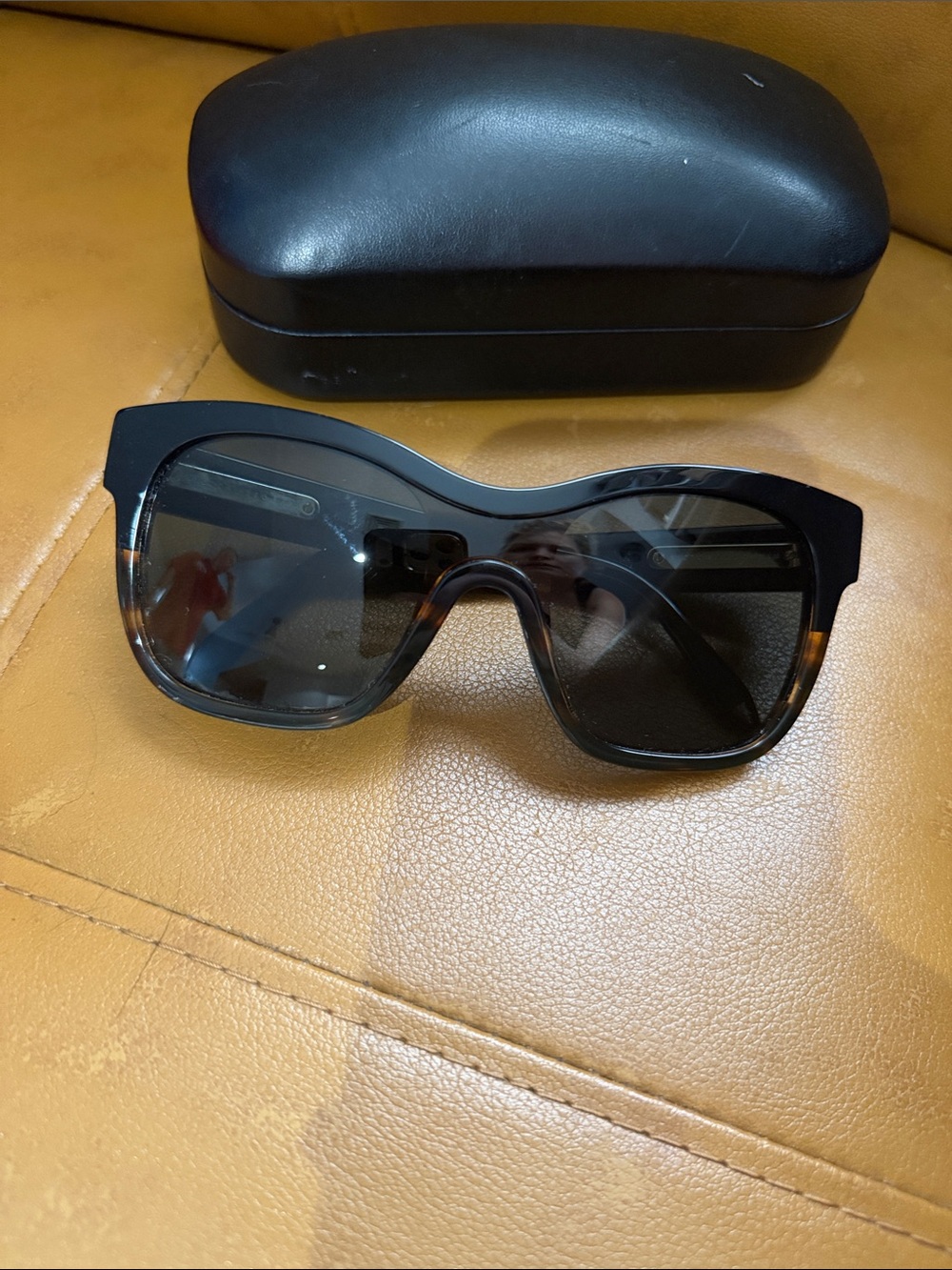 Victoria Beckham Oversized Square Sunglasses in Black and Tortoiseshell